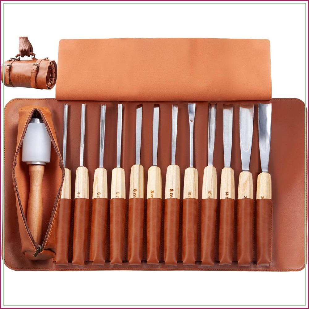 Chisel Set Wood - 12-Piece Wood Carving Chisel Set with