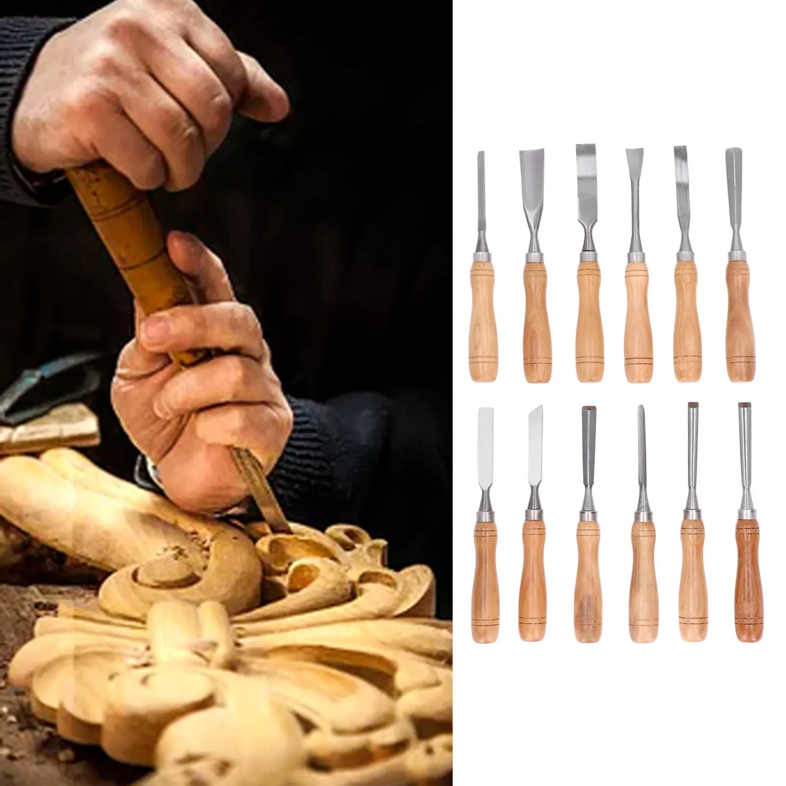 12Pcs/Set Wood Carving Tools,C - Chisel Set Wood reseña y precio