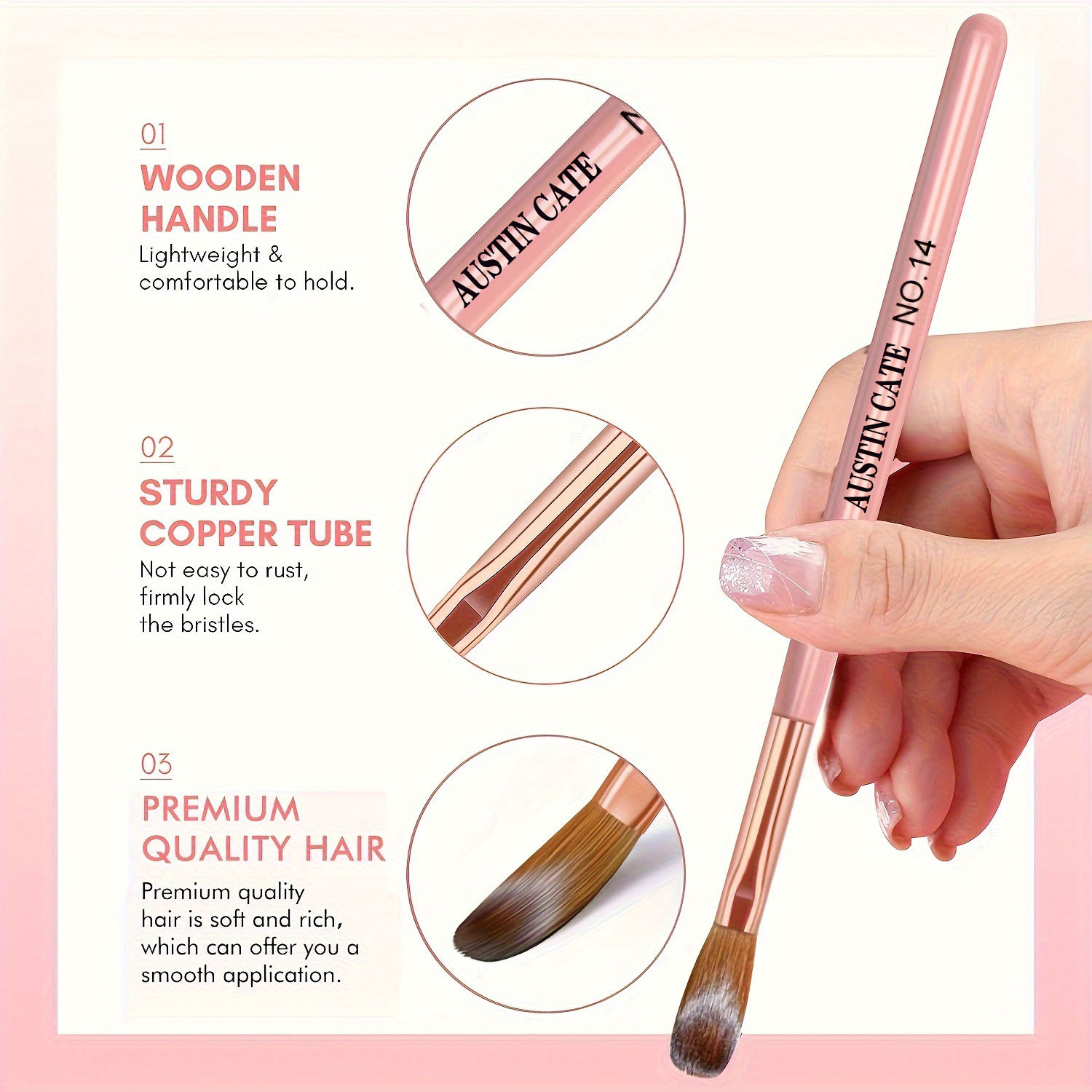 3pcs Kolinsky Acrylic Nail Bru - Chisel Set Wood reseña y precio