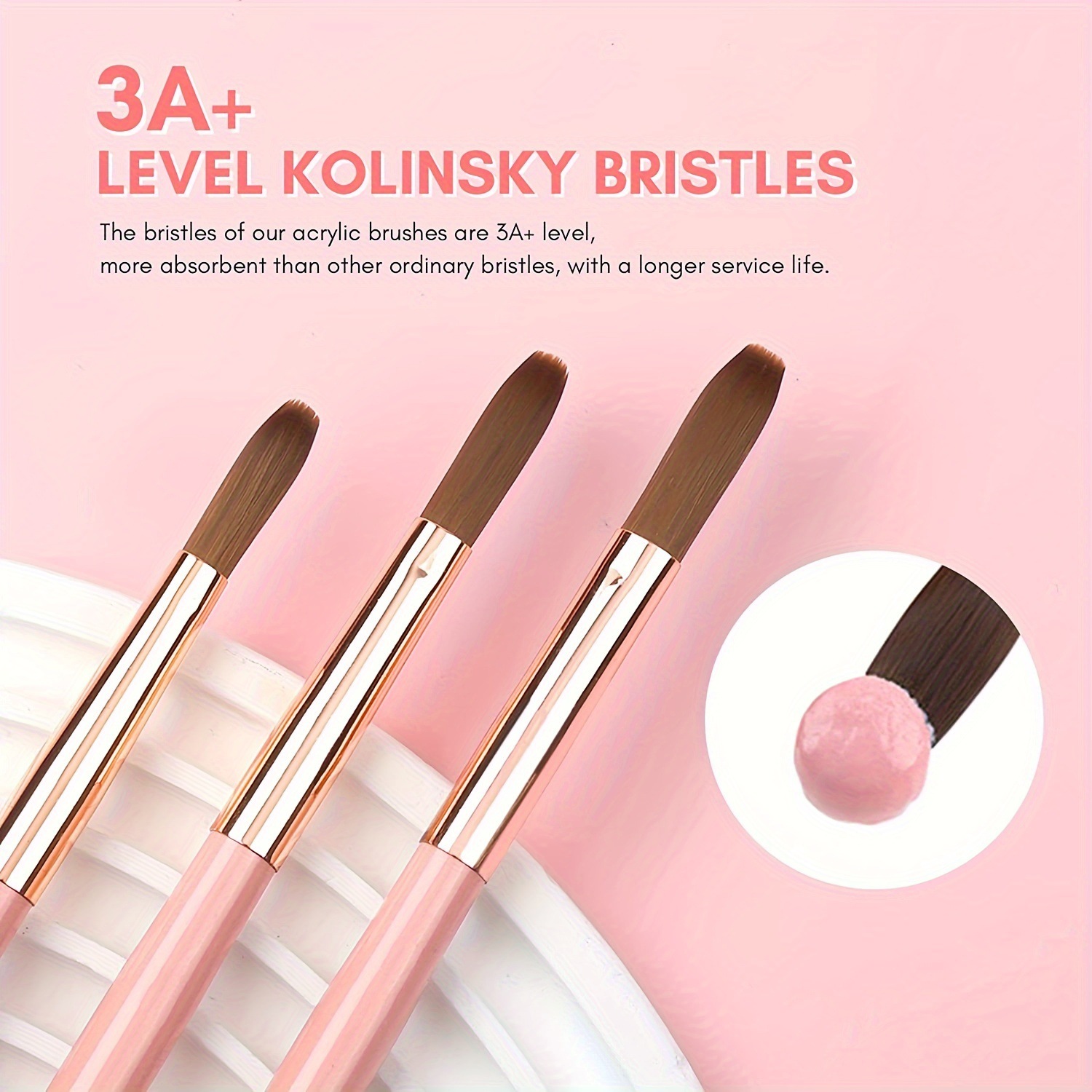 3pcs Kolinsky Acrylic Nail Bru - Chisel Set Wood reseña y precio