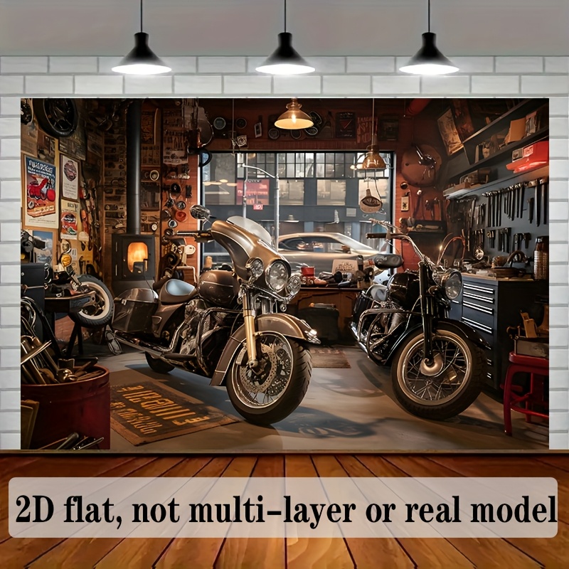 Motorcycle Garage Tapestry Cla - Workshop Tools Hanging reseña y precio