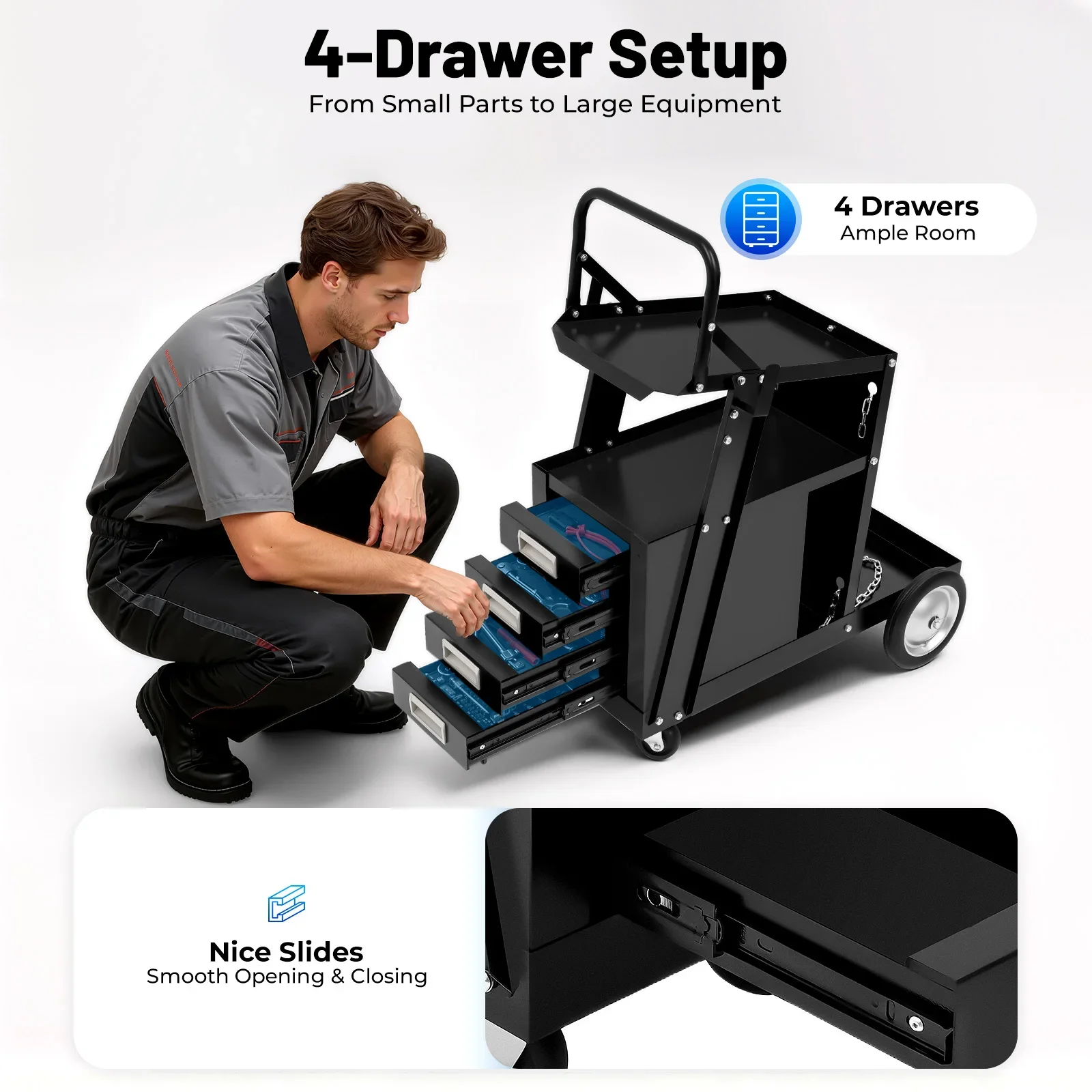 Rolling Welding Cart with Comf - Workshop Tools Storage reseña y precio